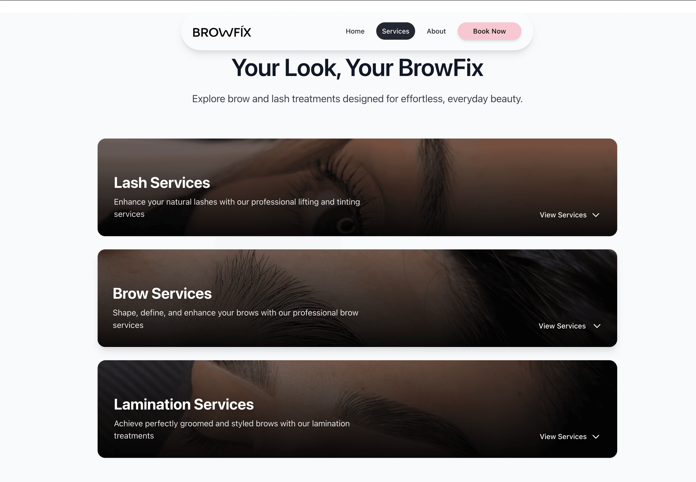 BrowFix Beauty Studio website preview